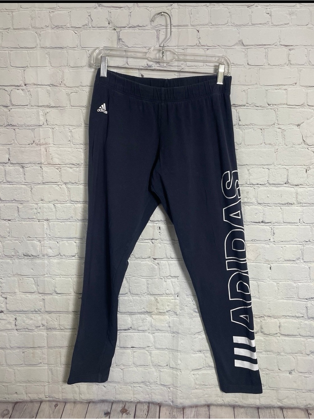 Adidas Women's Workout Gym Blue and White Light Weight Leggings Pants
